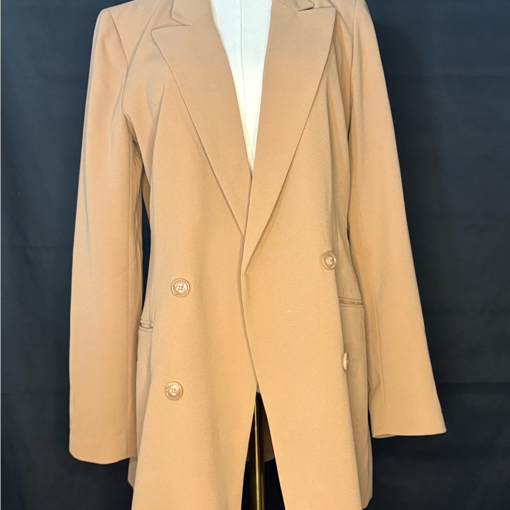 Women's Tan Double-Breasted Coat